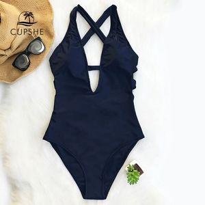 NEW Cupshe XL Navy One piece bathing suit